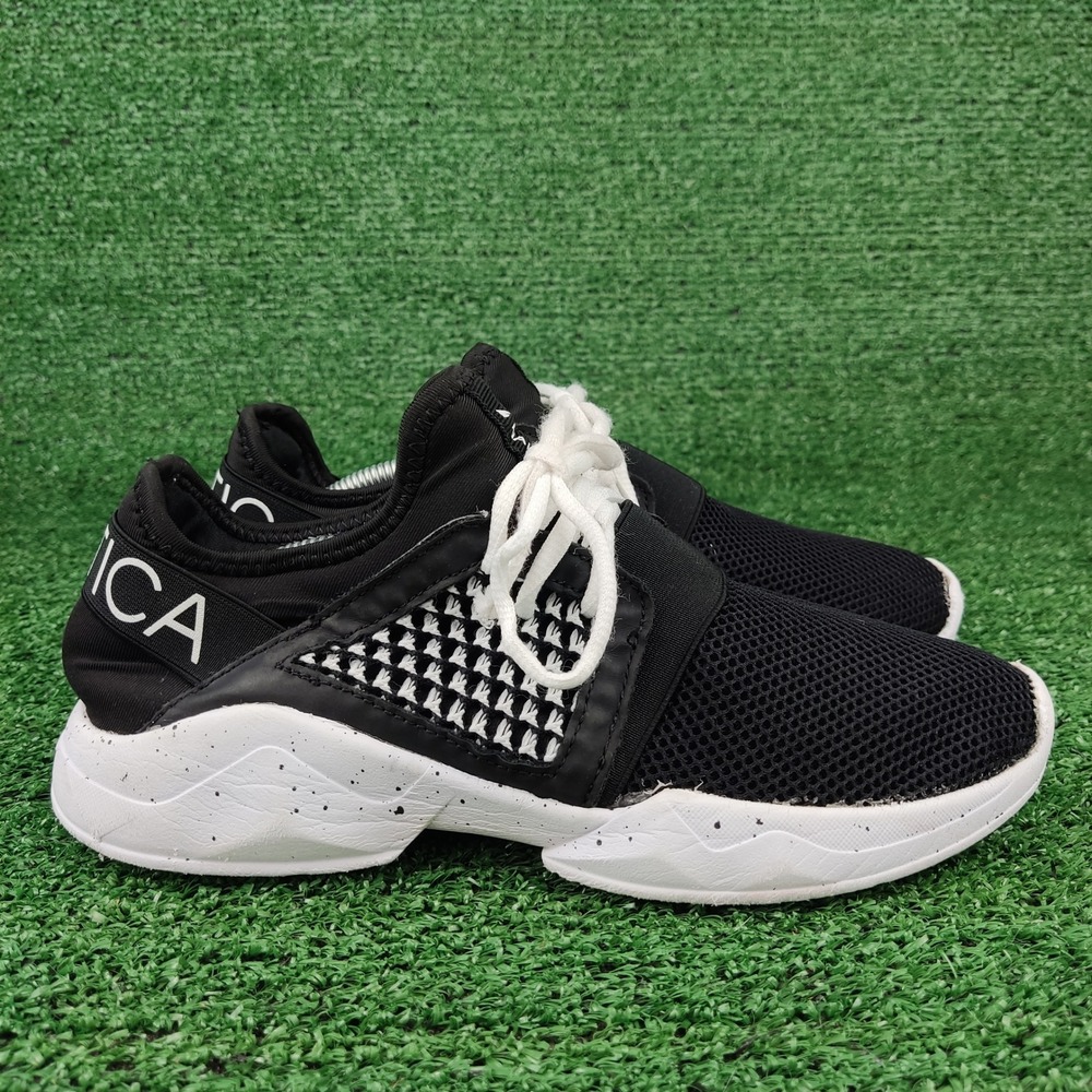 Nautica Sneakers Womens 8 Black Overdrive Athletic Mesh Speckled Sole Trainers